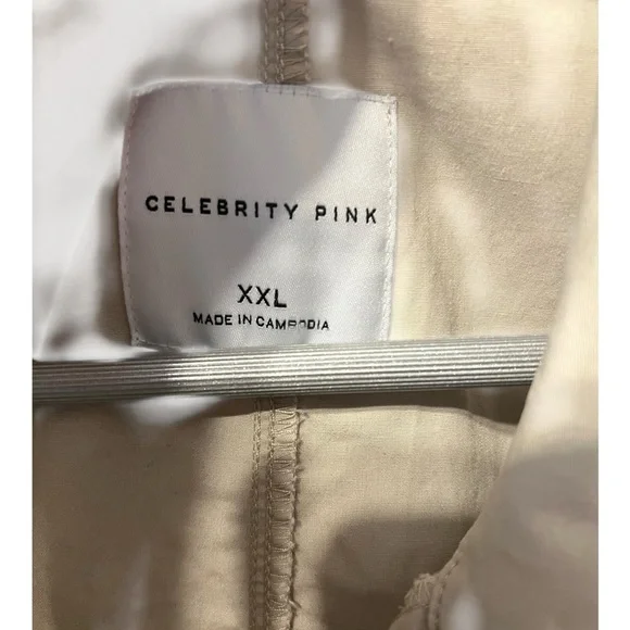 Celebrity Pink Khaki Button-Down Romper – XXL - Picture 5 of 7